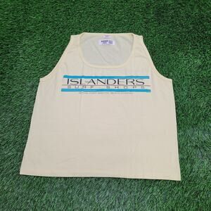 Vintage 80s Islanders Surf-Shop Tank-Top L/XL 23x24 Boxy Cropped